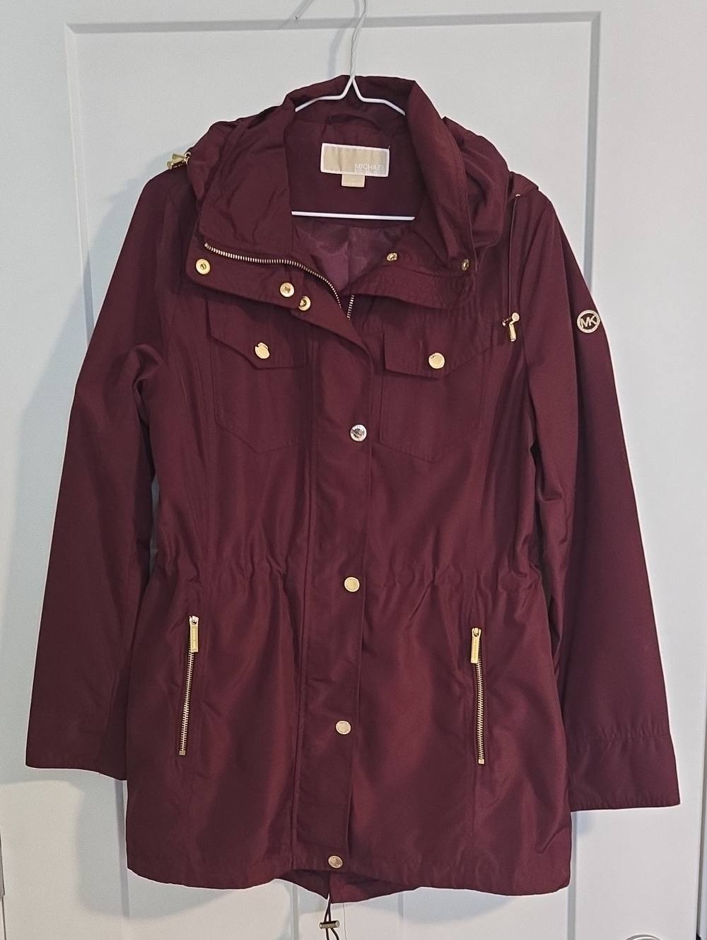 Michael Kors Burgundy Hooded Utility Anorak Jacket